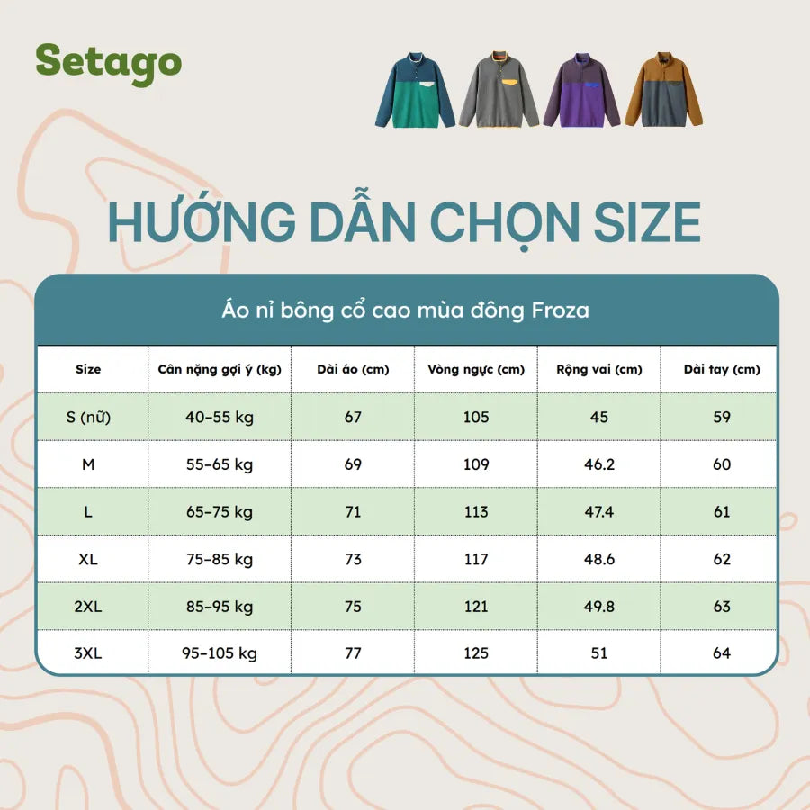 bang-size-ao-ni-bong-co-cao-froza-chuan - Setago Travel & Outdoor