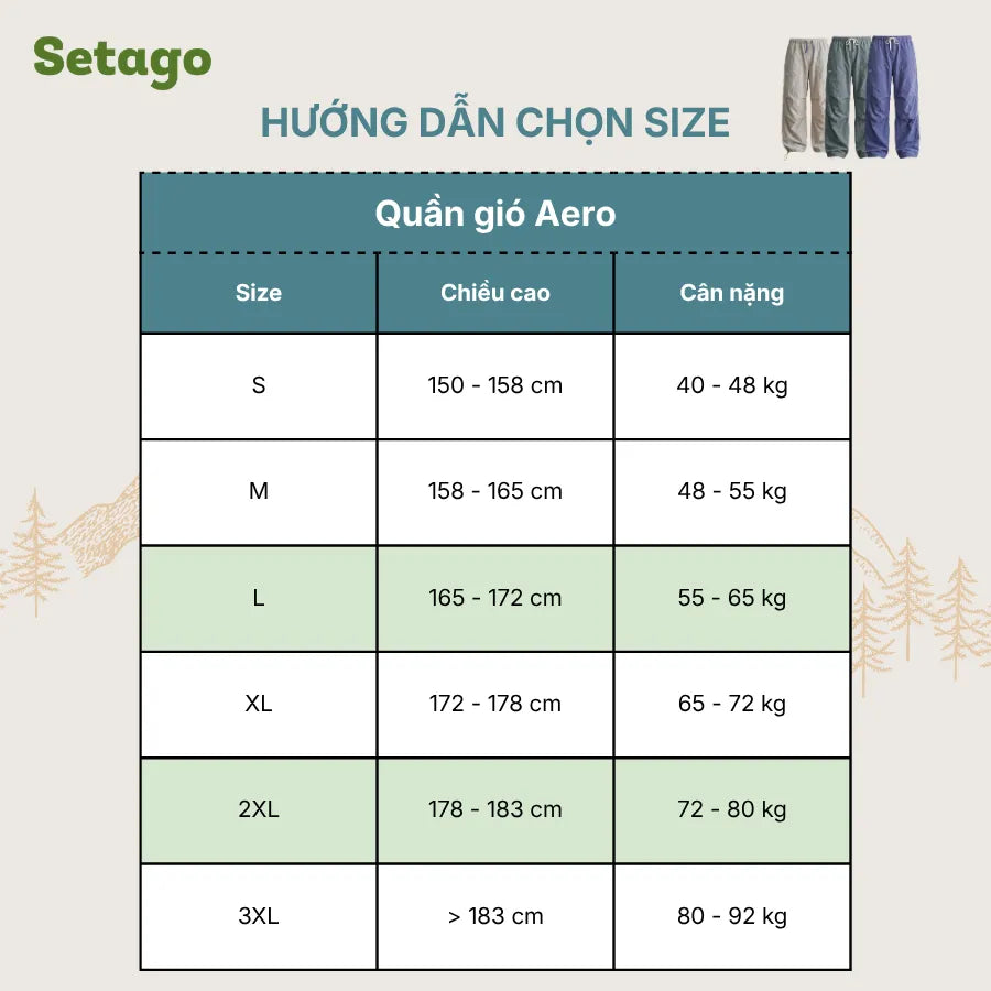 Quần gió Aero ống rộng chống nước nhanh khô