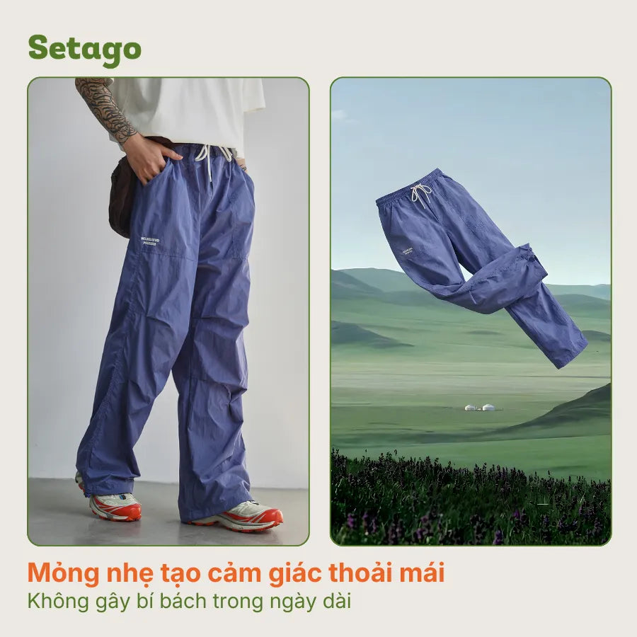 Quần gió Aero ống rộng chống nước nhanh khô