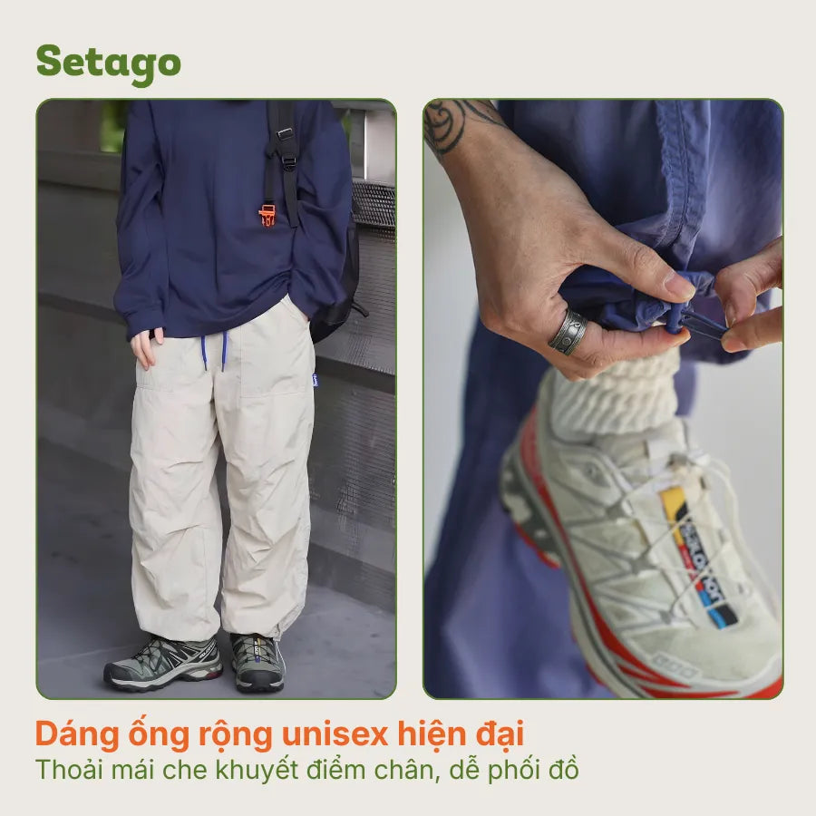 Quần gió Aero ống rộng chống nước nhanh khô