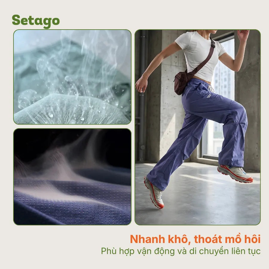Quần gió Aero ống rộng chống nước nhanh khô