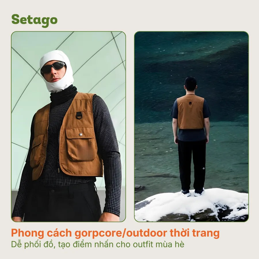 Áo gile Finn Finn dã ngoại dáng crop đa năng