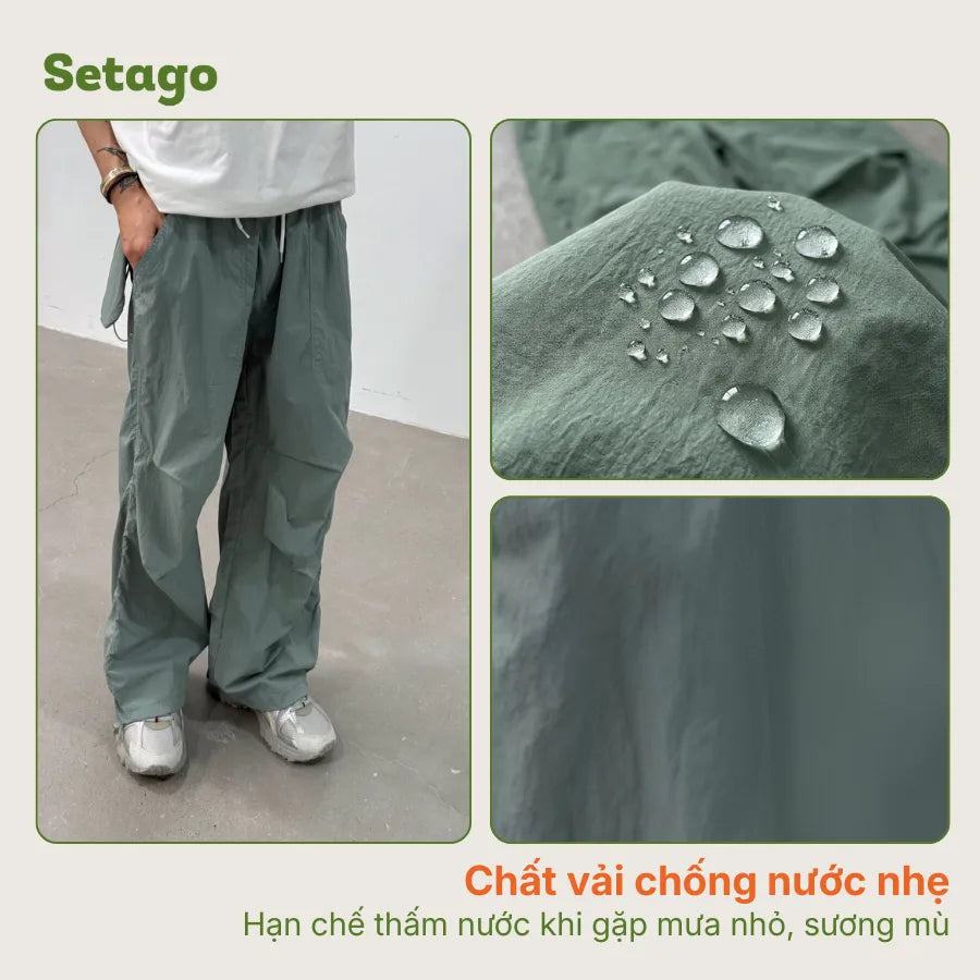 Quần gió Aero ống rộng chống nước nhanh khô